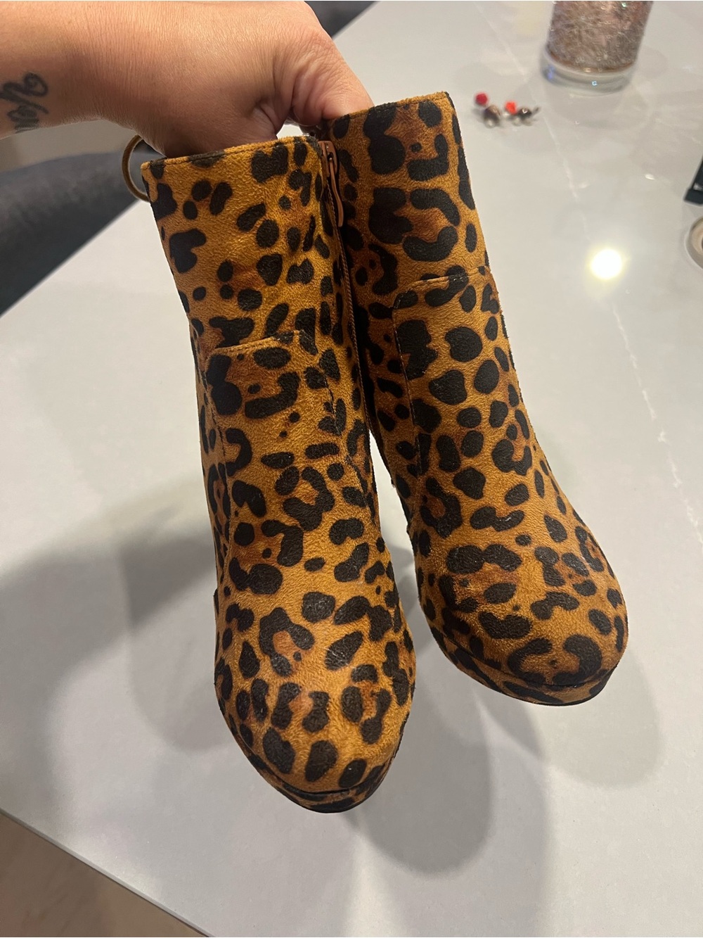 Leopard Print Ankle Boots - Women's Brown/Black - Picture 2 of 5